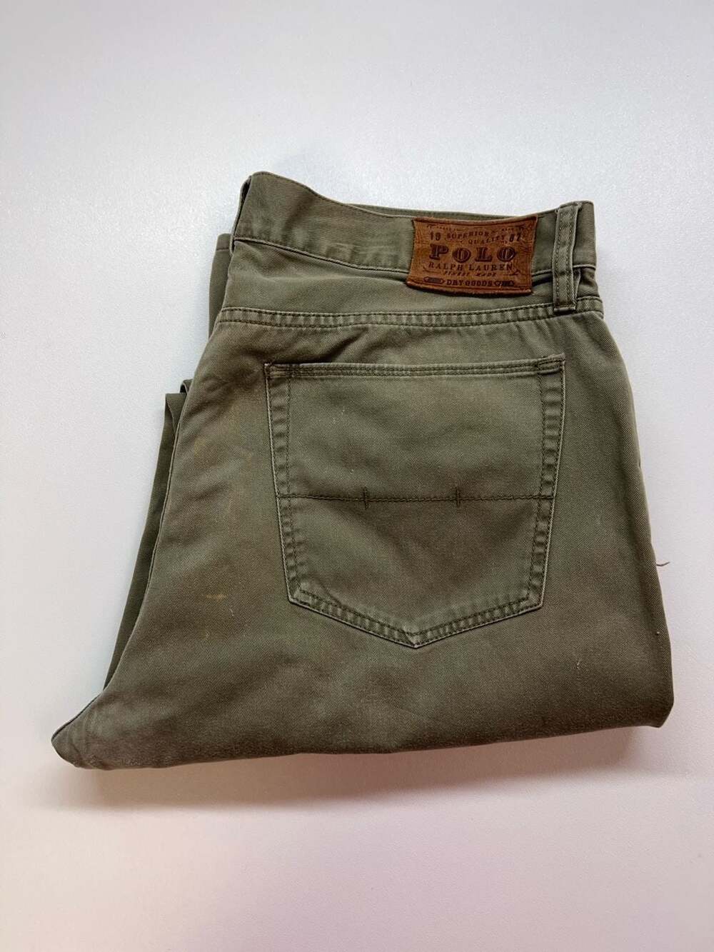 Polo Ralph Lauren Olive Green Cotton Casual Pants Size 35x32